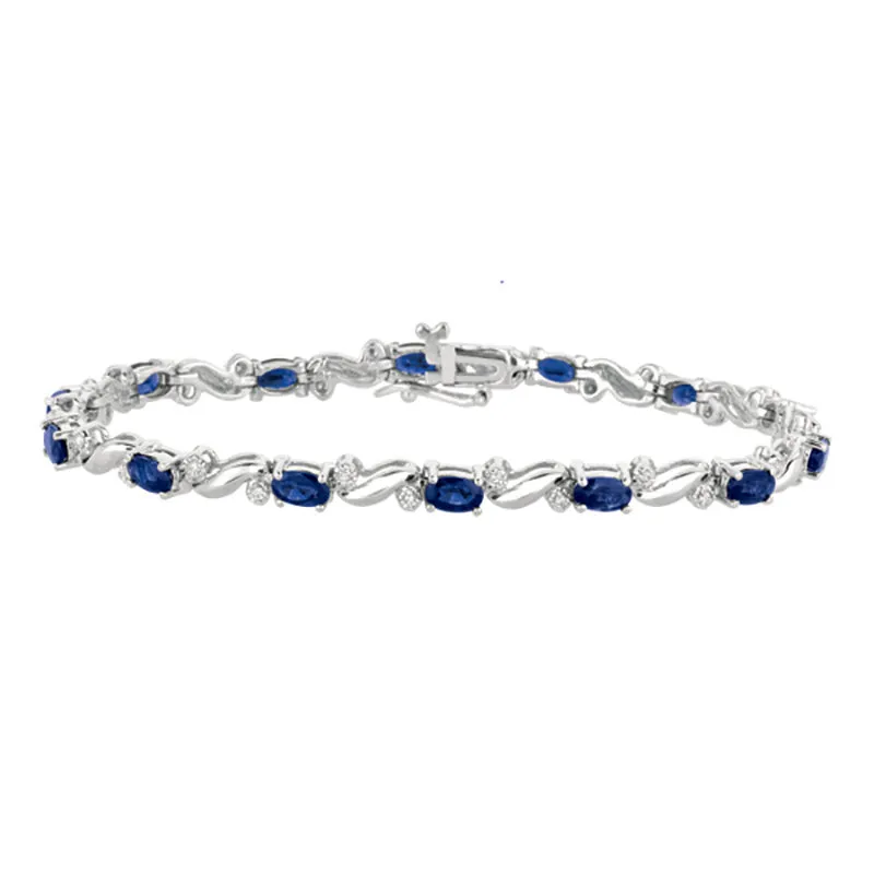 SAPPHIRE & DIAMOND BRACELET 14K GOLD (5.42 CTW)