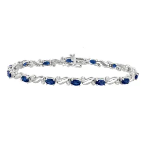 SAPPHIRE & DIAMOND BRACELET 14K GOLD (5.42 CTW)