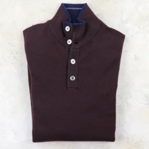 Scirocco Tricolor Half Button Cashmere Sweater in Amarone