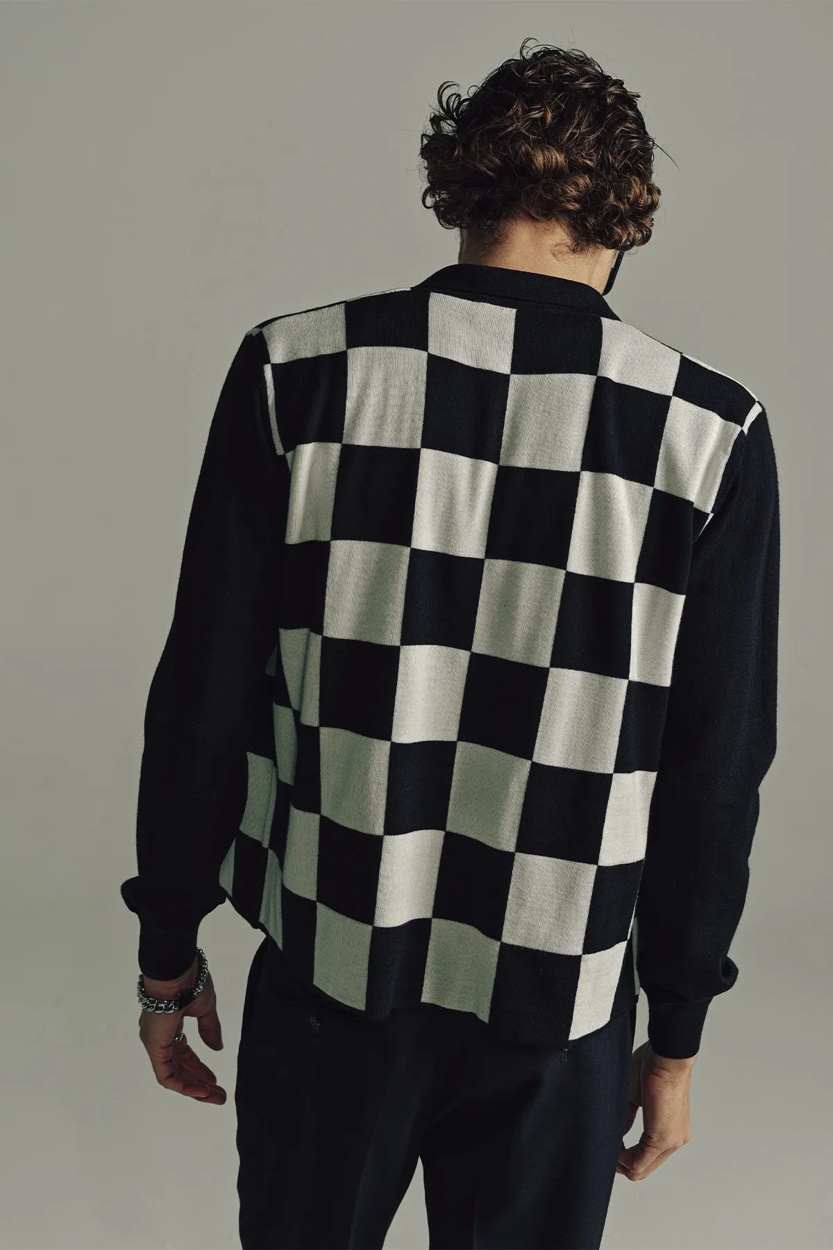 SECOND/LAYER | CHECKERED BUTTON UP KNIT