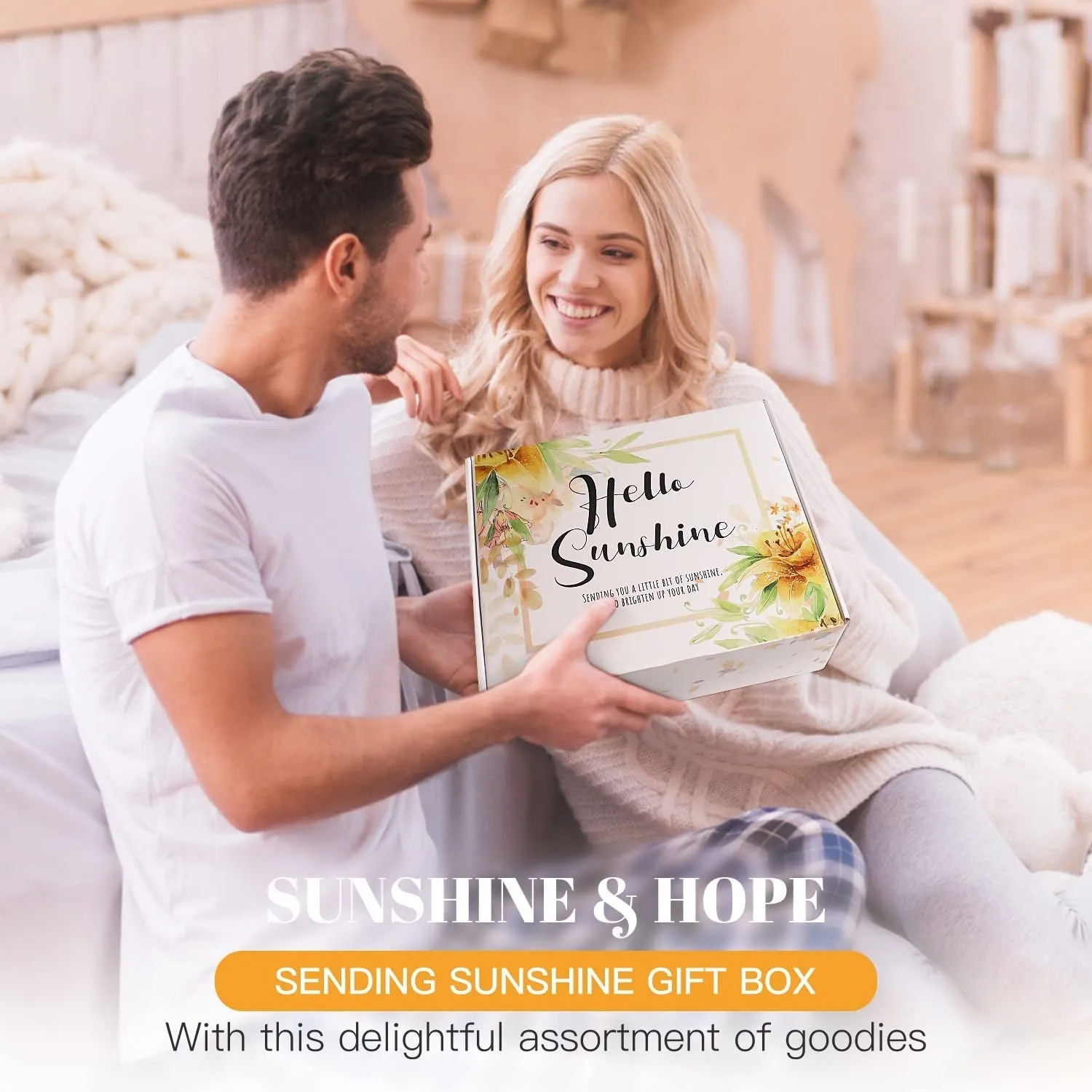 Sending Sunshine Care Package: 10-Piece Sunflower Gift Set for Women with Inspirational Blanket, Candle, and More