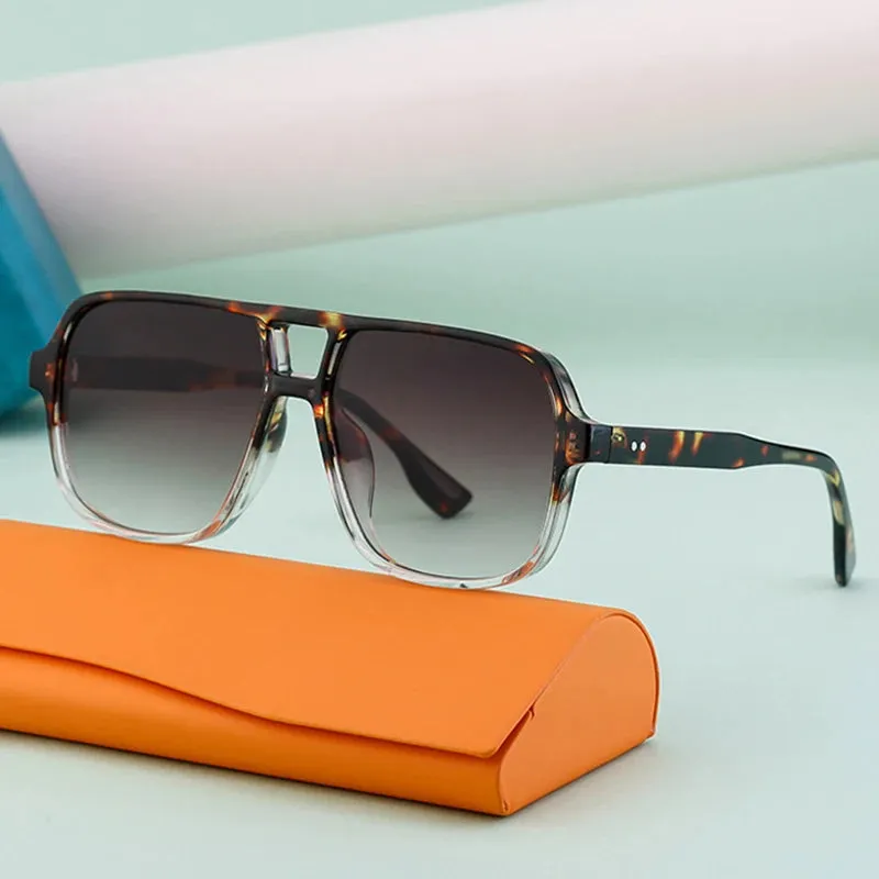 SHAUNA Retro Square Gradient Sunglasses
