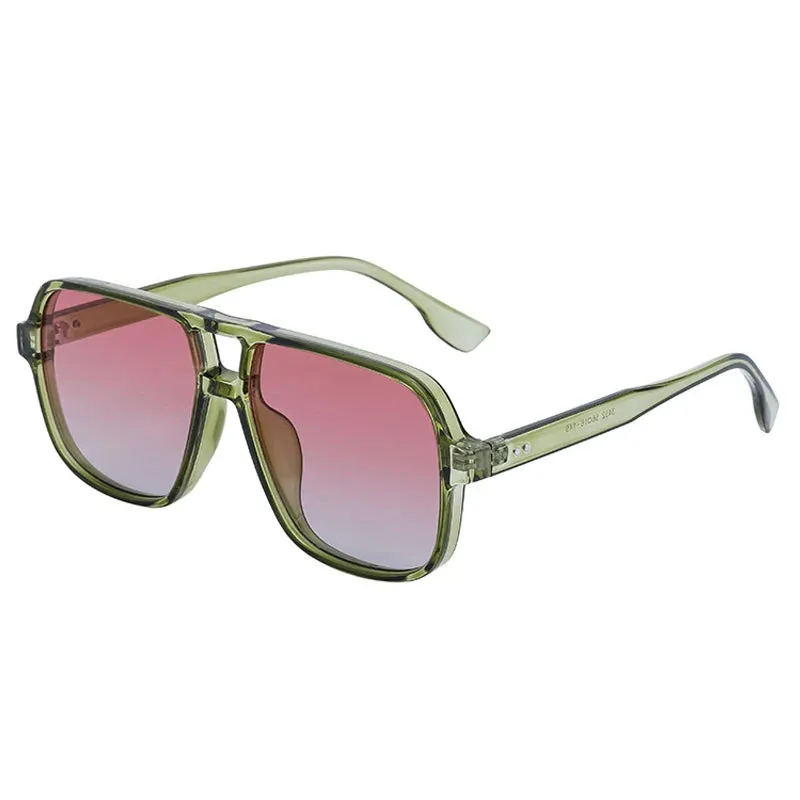 SHAUNA Retro Square Gradient Sunglasses