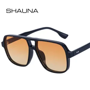 SHAUNA Retro Square Gradient Sunglasses