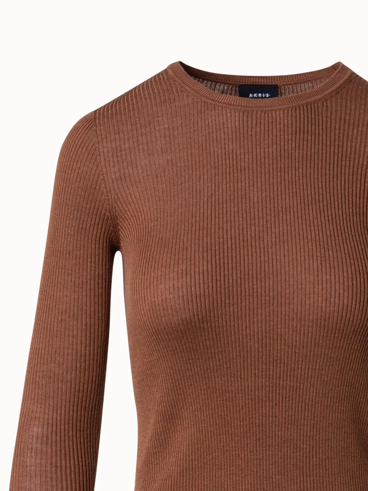 Silk Cotton Rib Knit Sweater