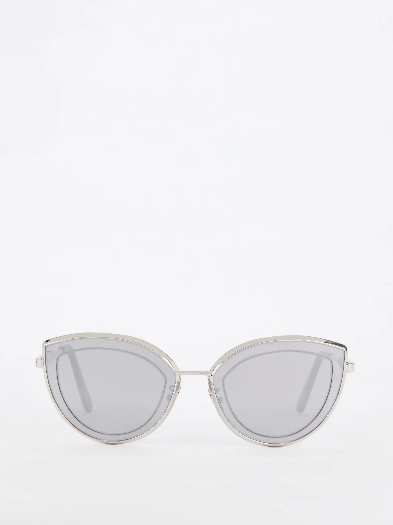 Silver Mirror Flat Cat Eye Sunglasses
