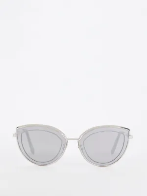 Silver Mirror Flat Cat Eye Sunglasses