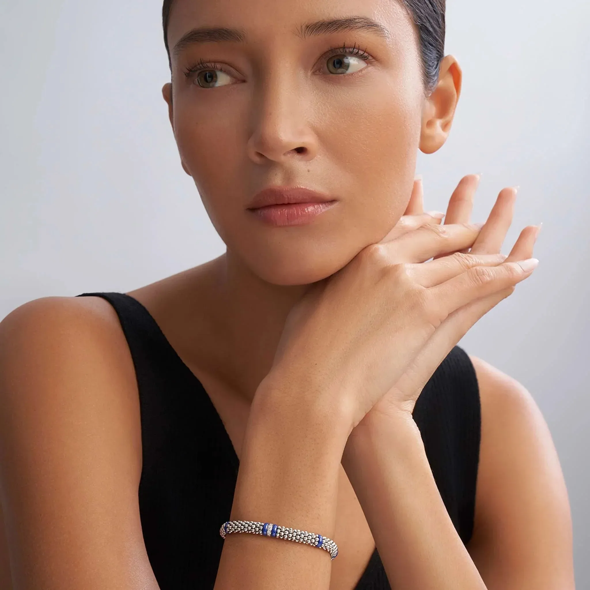 Single Station Diamond Caviar Bracelet | 6mm