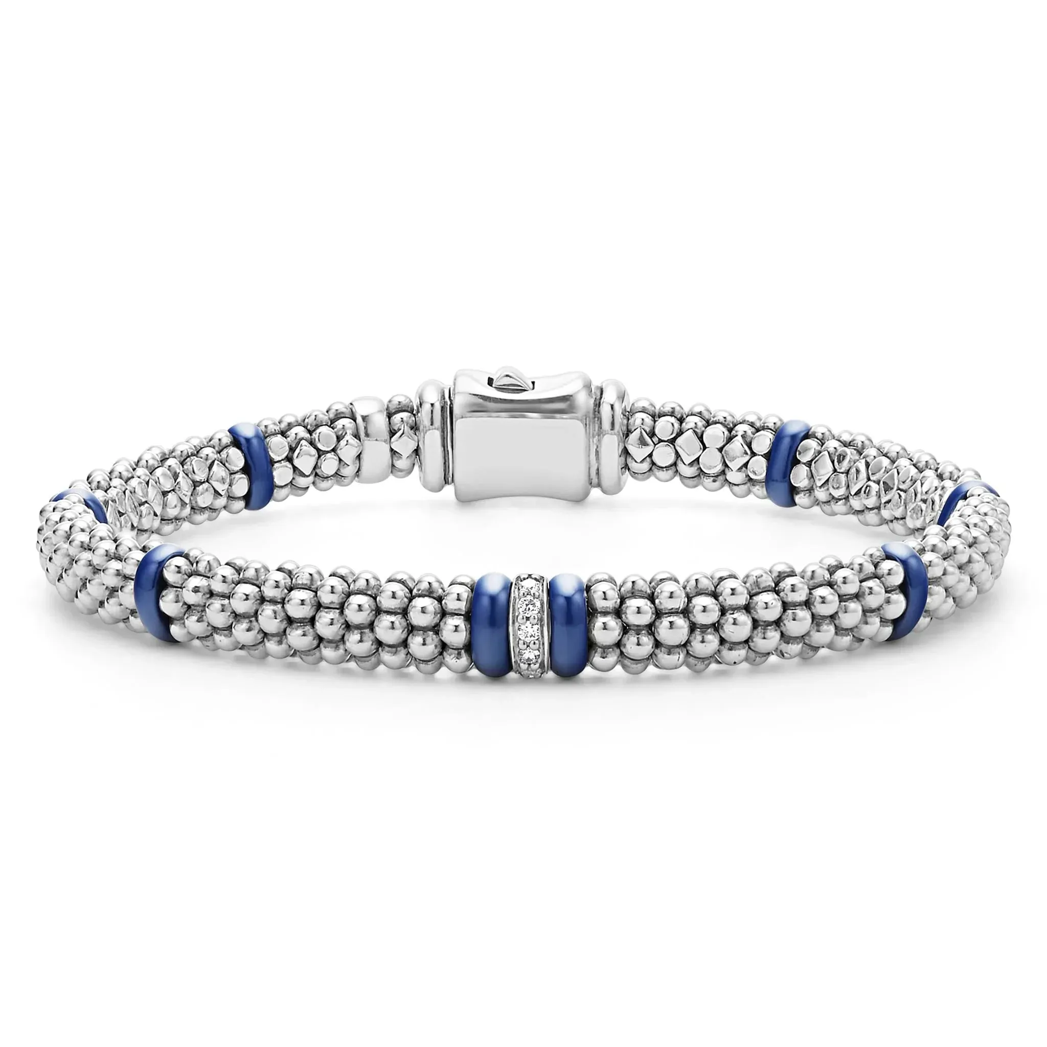 Single Station Diamond Caviar Bracelet | 6mm