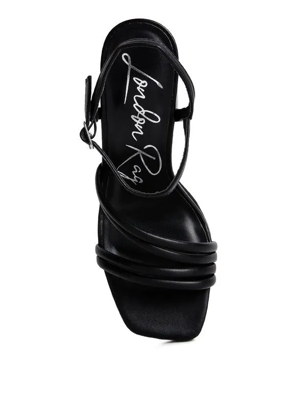 Size 9 Black High Heel Platform Strappy Sandals