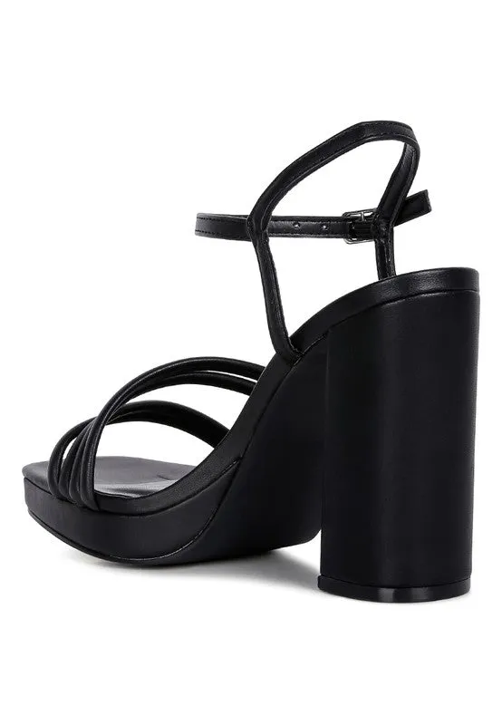 Size 9 Black High Heel Platform Strappy Sandals
