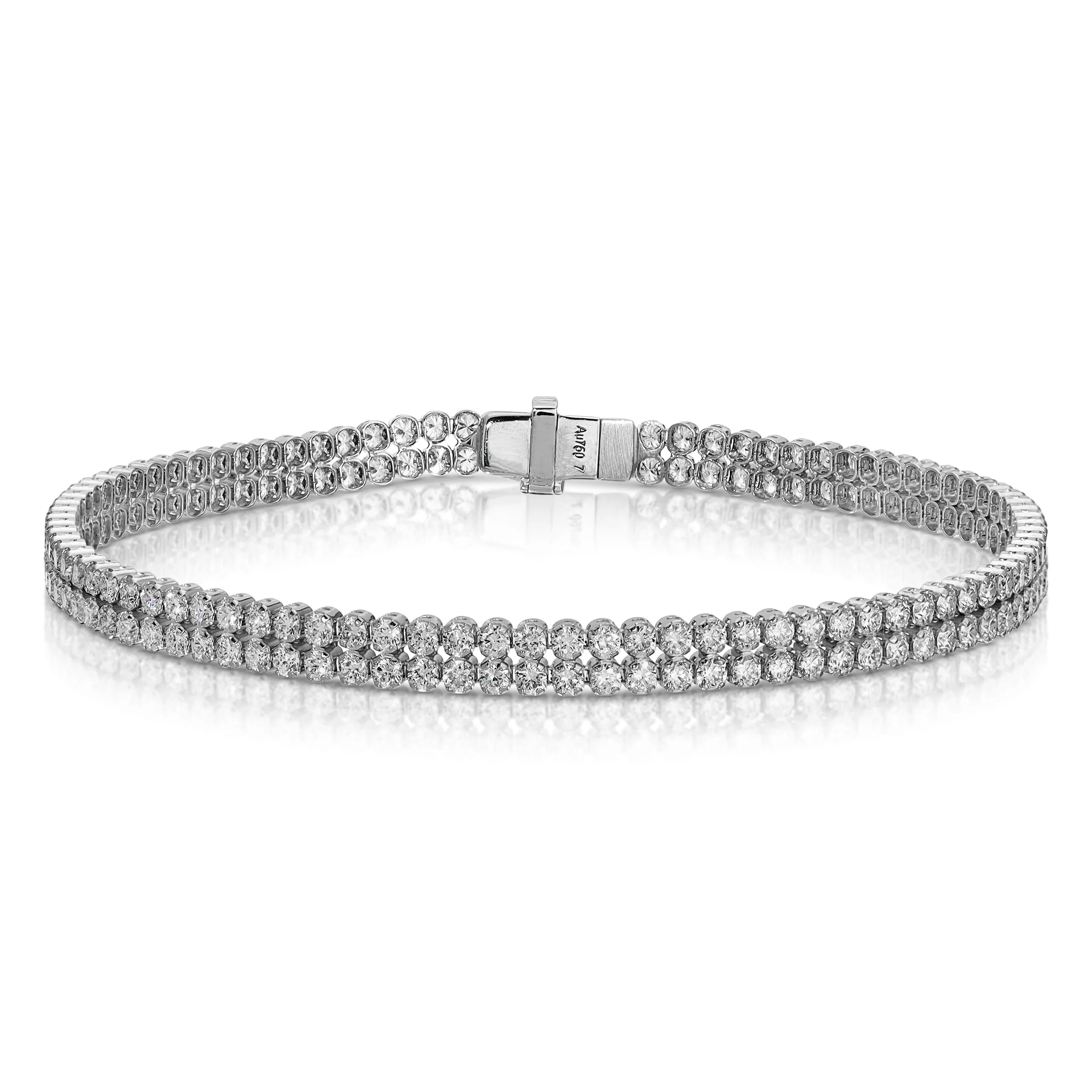 Small Double White Gold & Diamond Invisible Tennis Bracelet