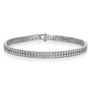 Small Double White Gold & Diamond Invisible Tennis Bracelet