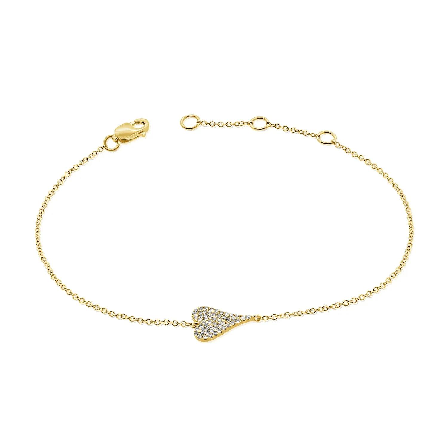 Small Elongated Pave Heart Bracelet