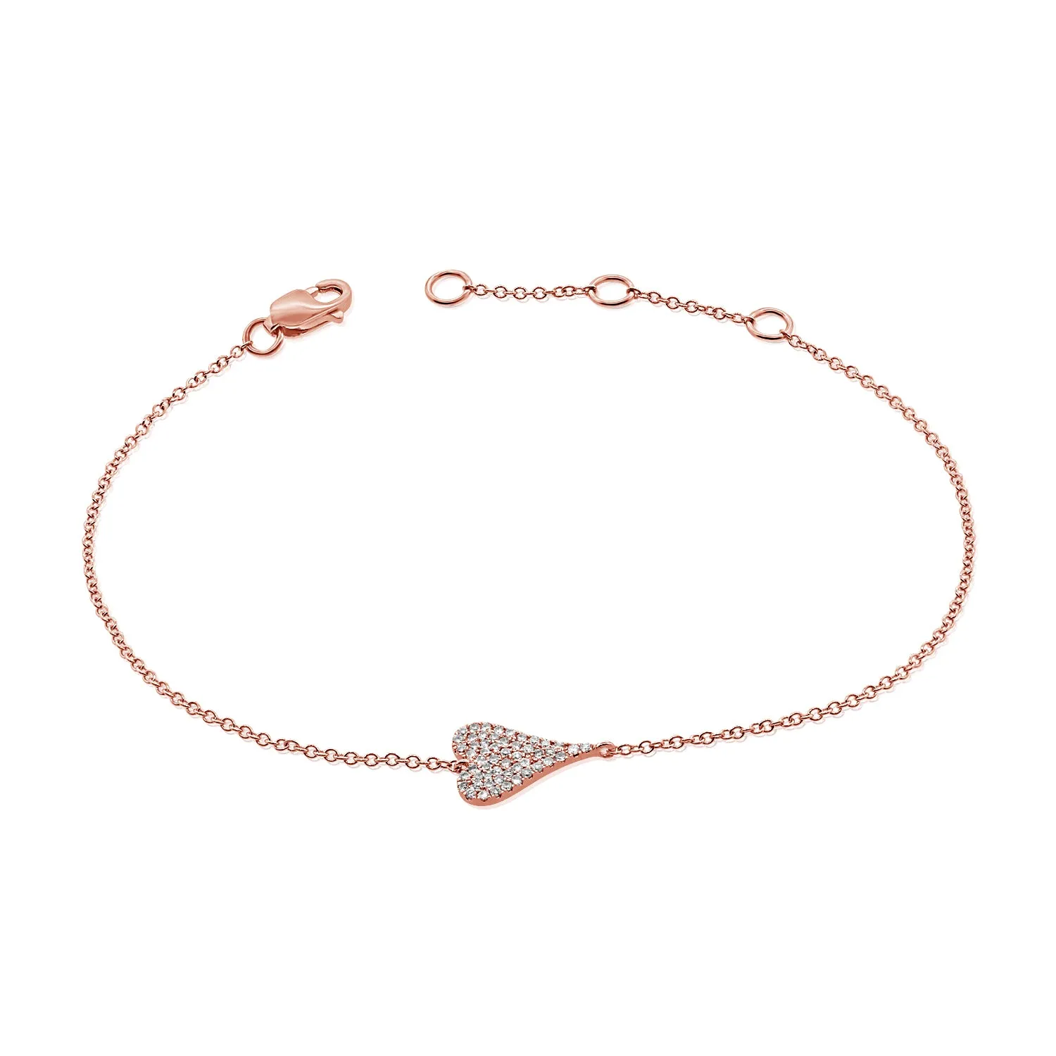 Small Elongated Pave Heart Bracelet
