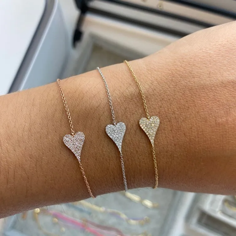 Small Elongated Pave Heart Bracelet