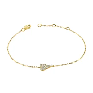 Small Elongated Pave Heart Bracelet