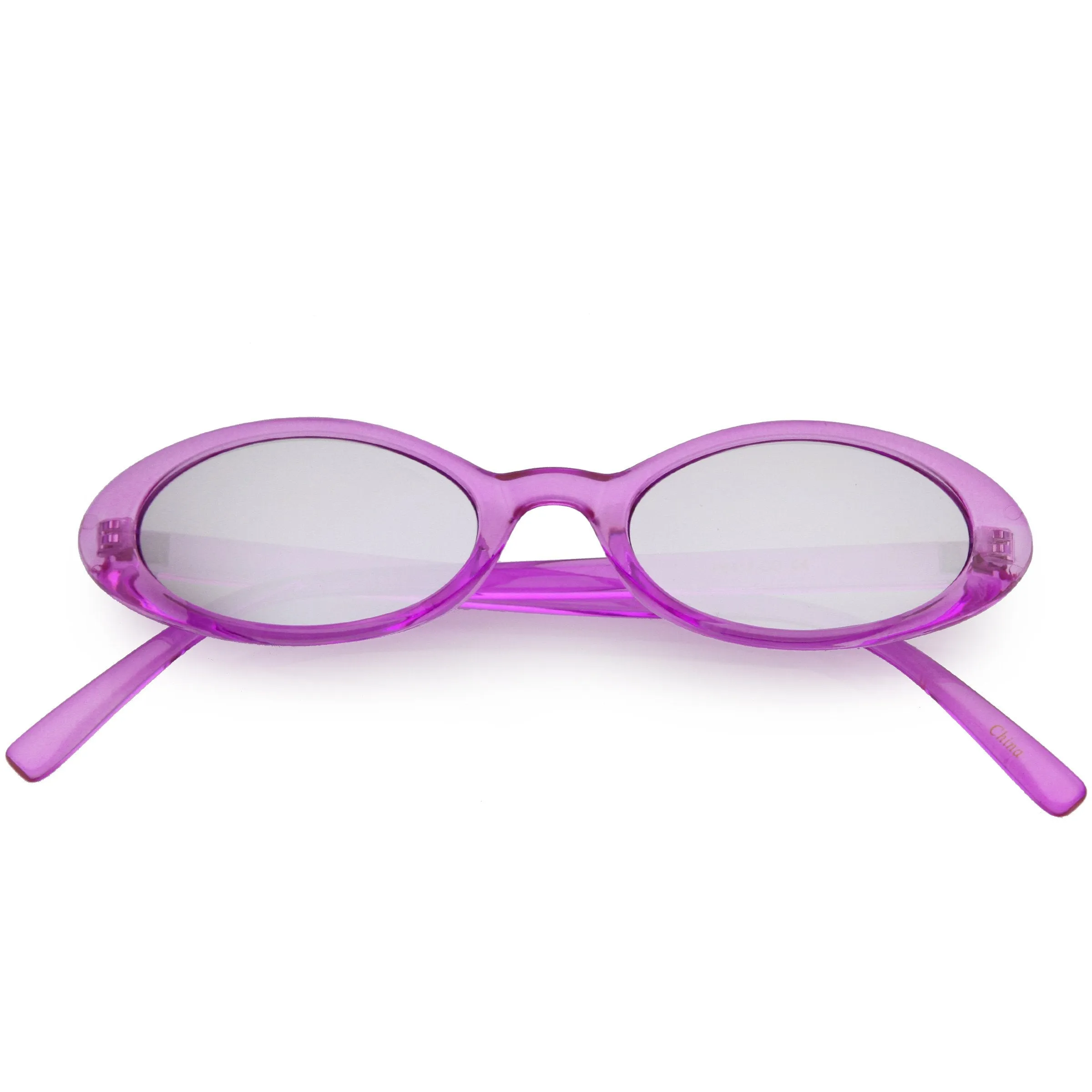 Small Retro 1990's Transparent Mirrored Lens Sunglasses C698