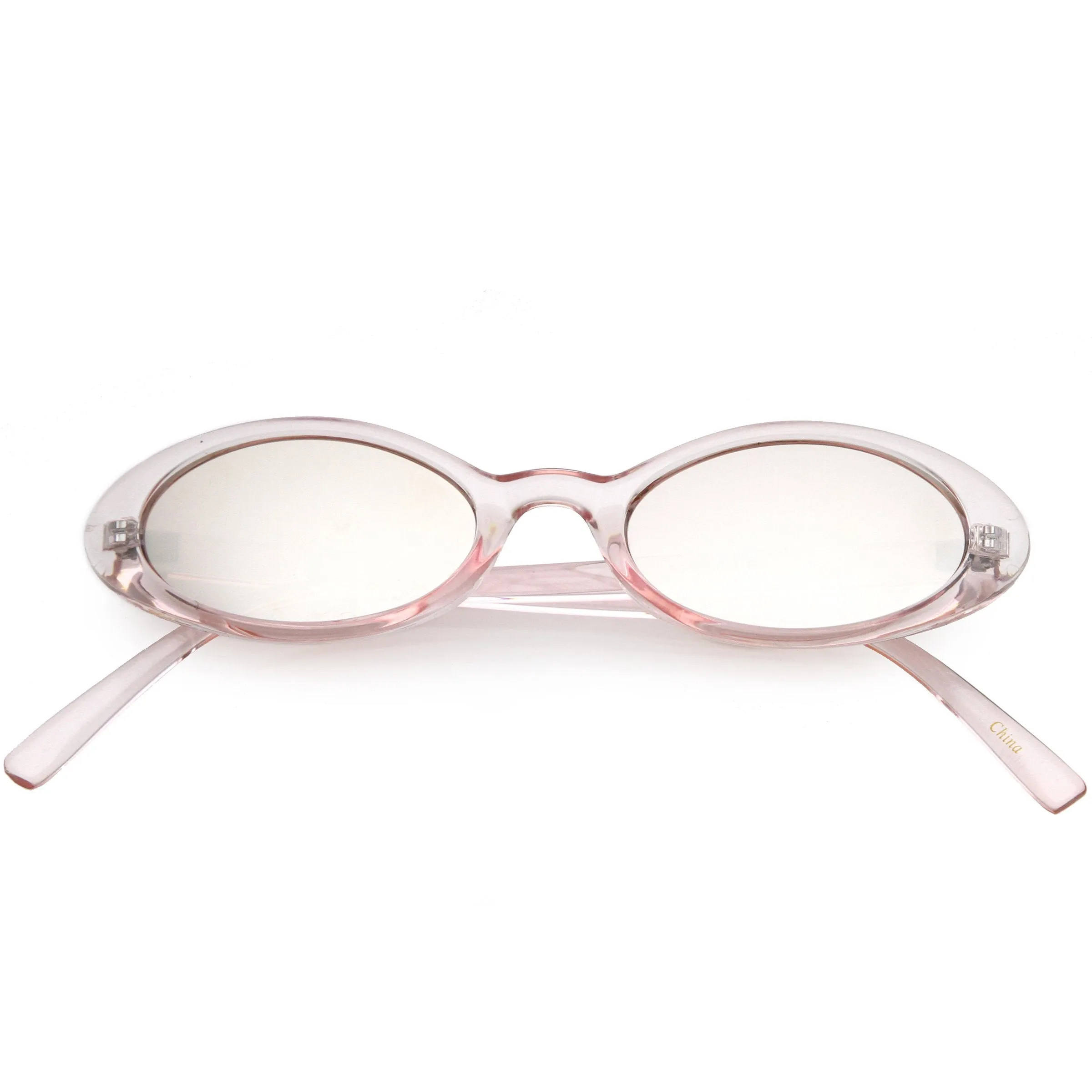 Small Retro 1990's Transparent Mirrored Lens Sunglasses C698