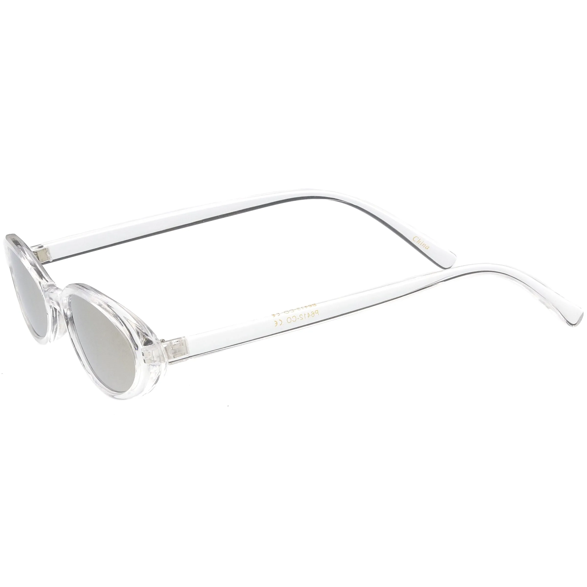 Small Retro 1990's Transparent Mirrored Lens Sunglasses C698