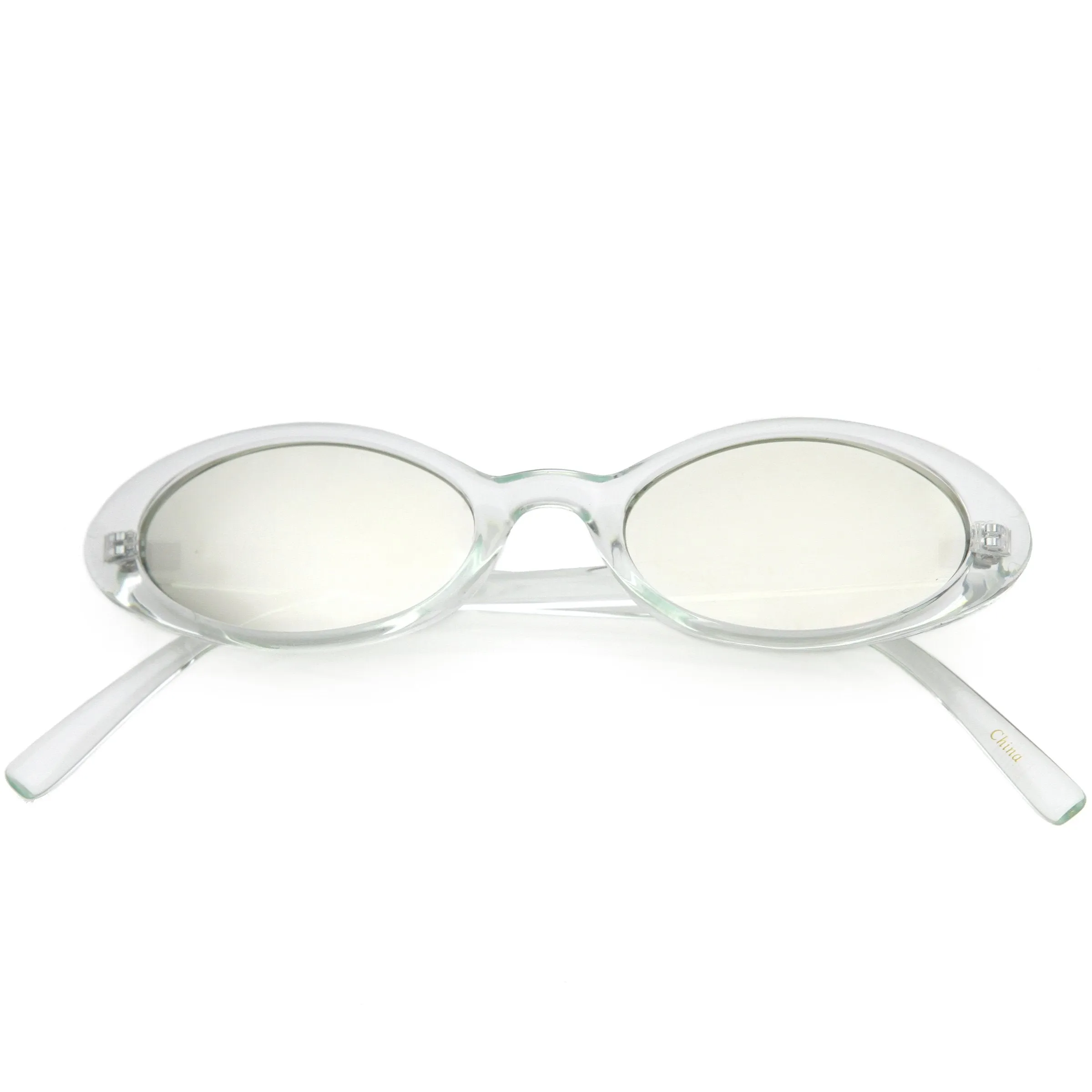 Small Retro 1990's Transparent Mirrored Lens Sunglasses C698