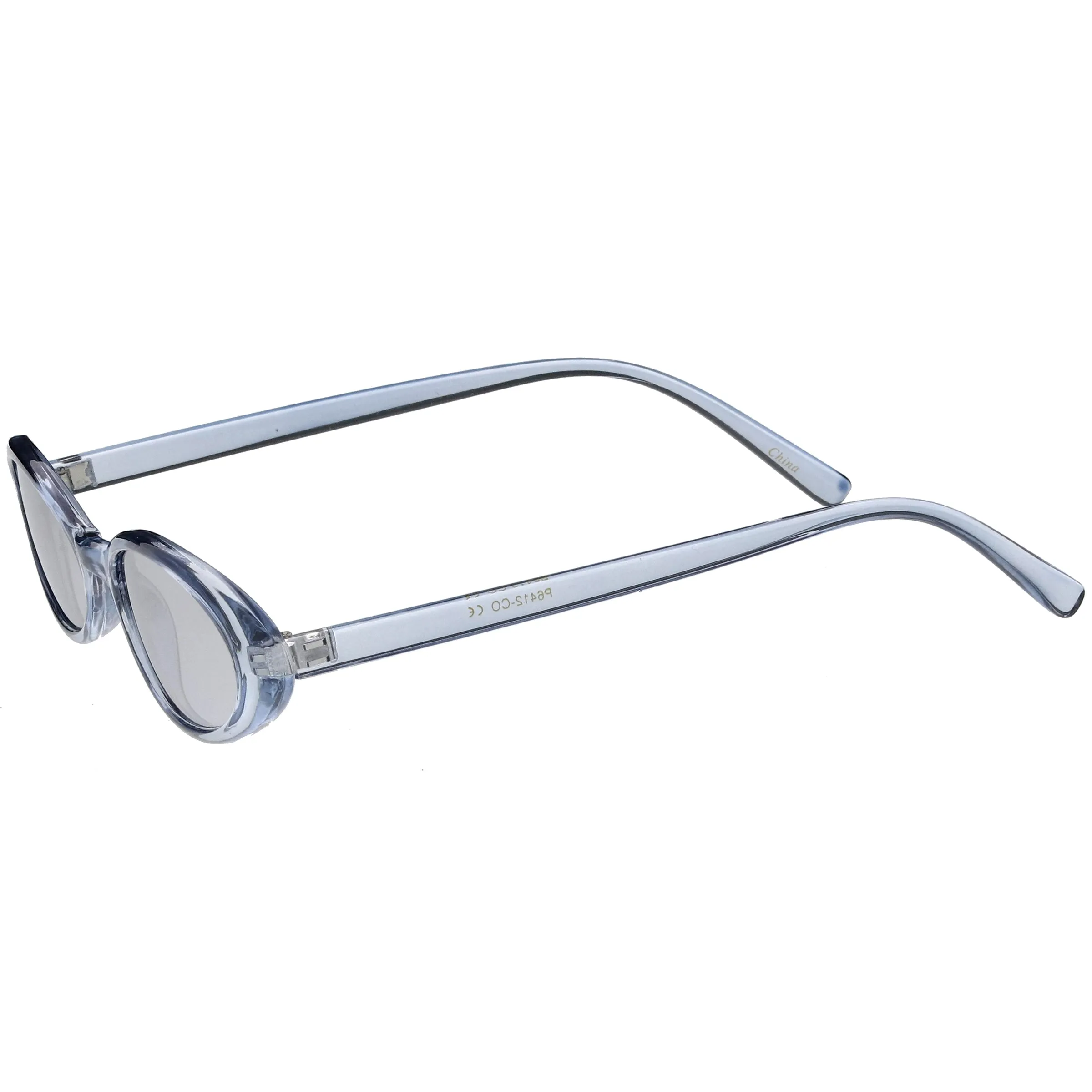 Small Retro 1990's Transparent Mirrored Lens Sunglasses C698
