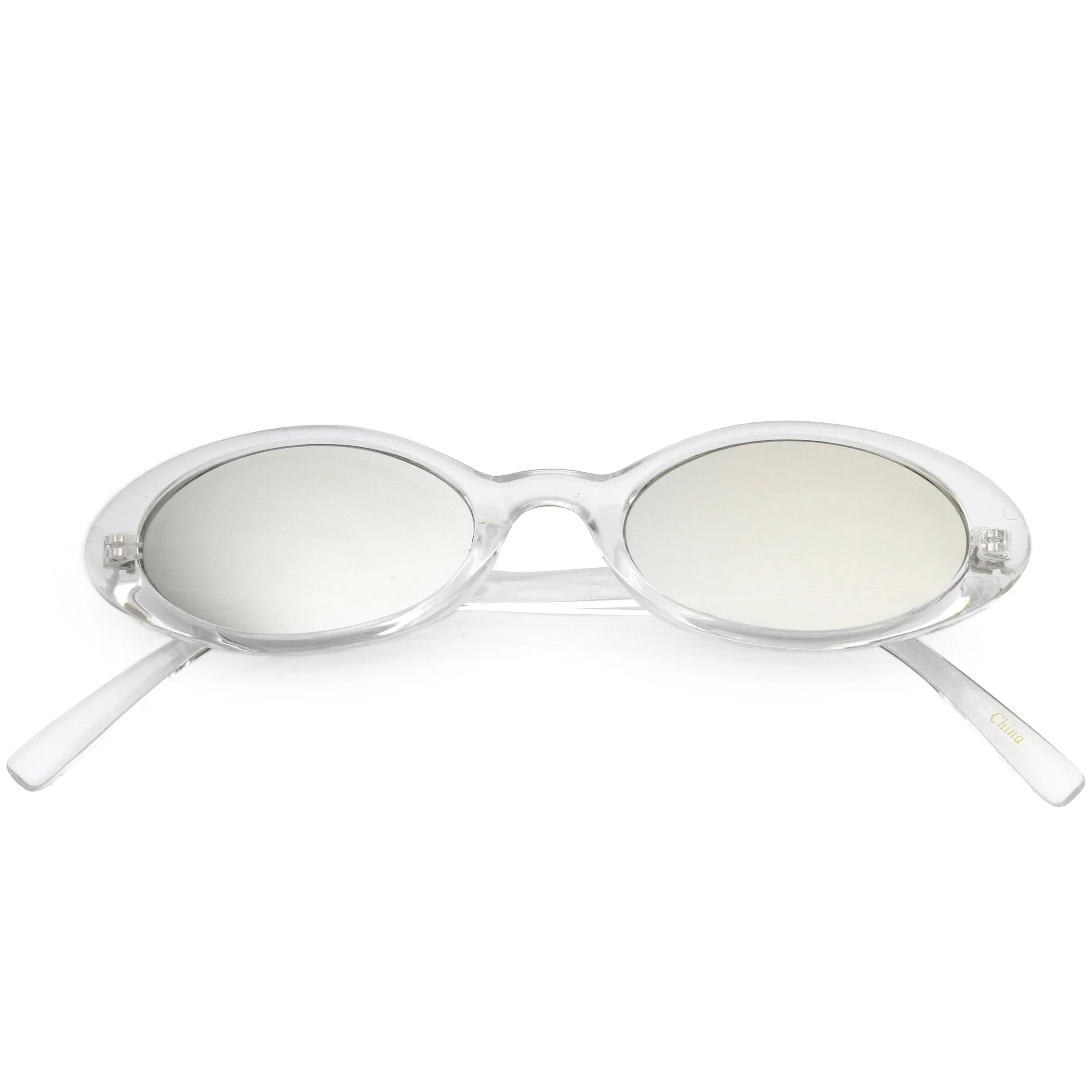 Small Retro 1990's Transparent Mirrored Lens Sunglasses C698