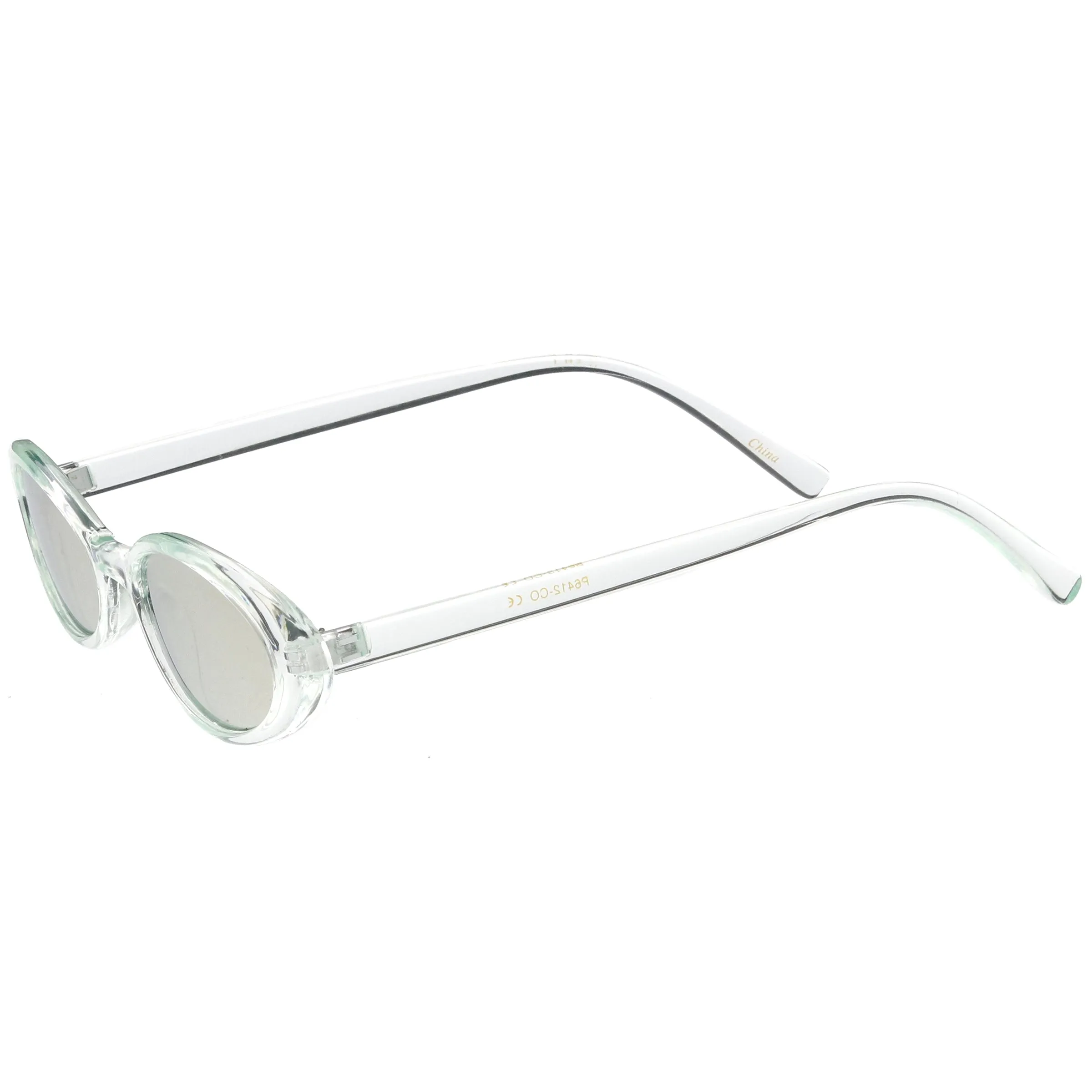 Small Retro 1990's Transparent Mirrored Lens Sunglasses C698