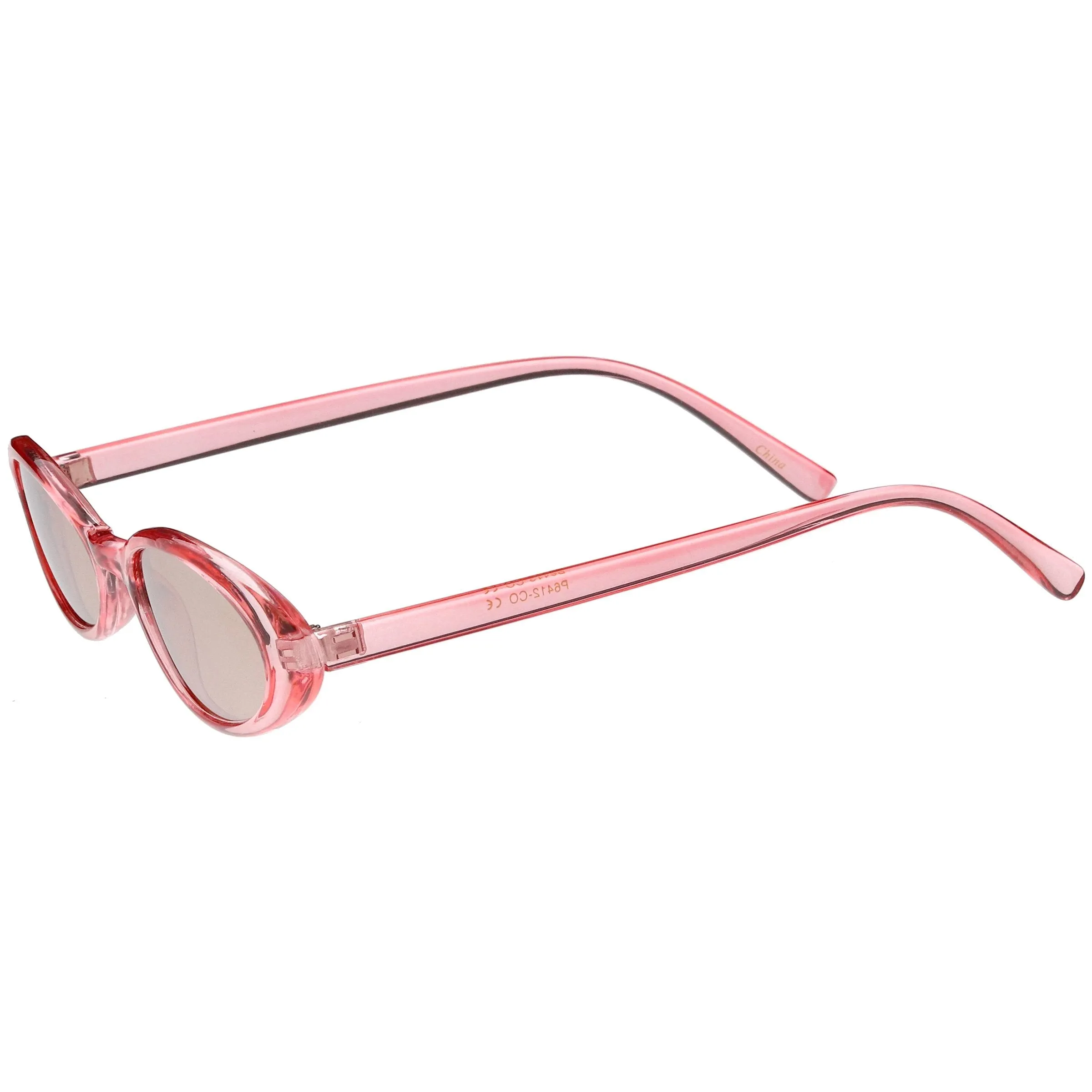 Small Retro 1990's Transparent Mirrored Lens Sunglasses C698