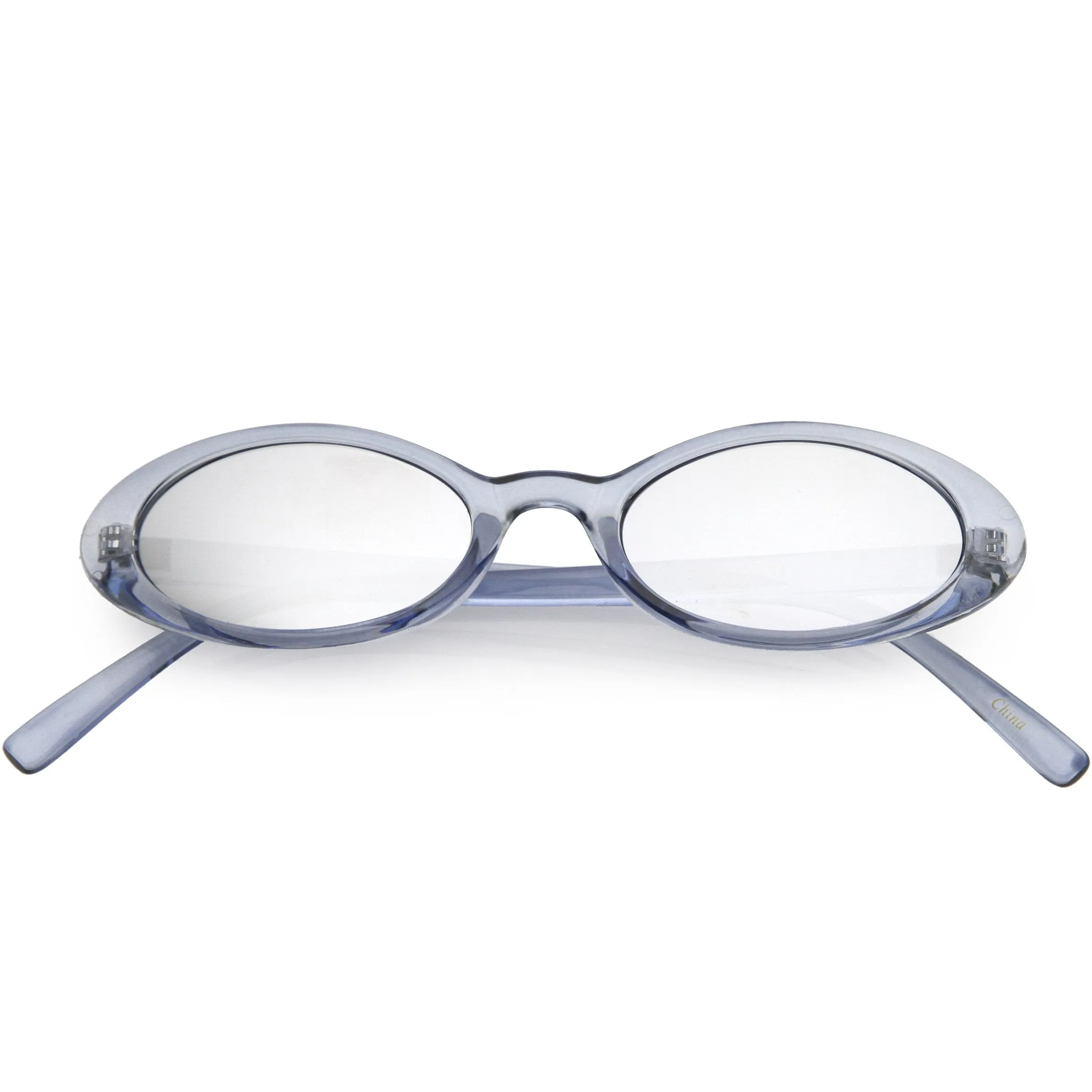 Small Retro 1990's Transparent Mirrored Lens Sunglasses C698