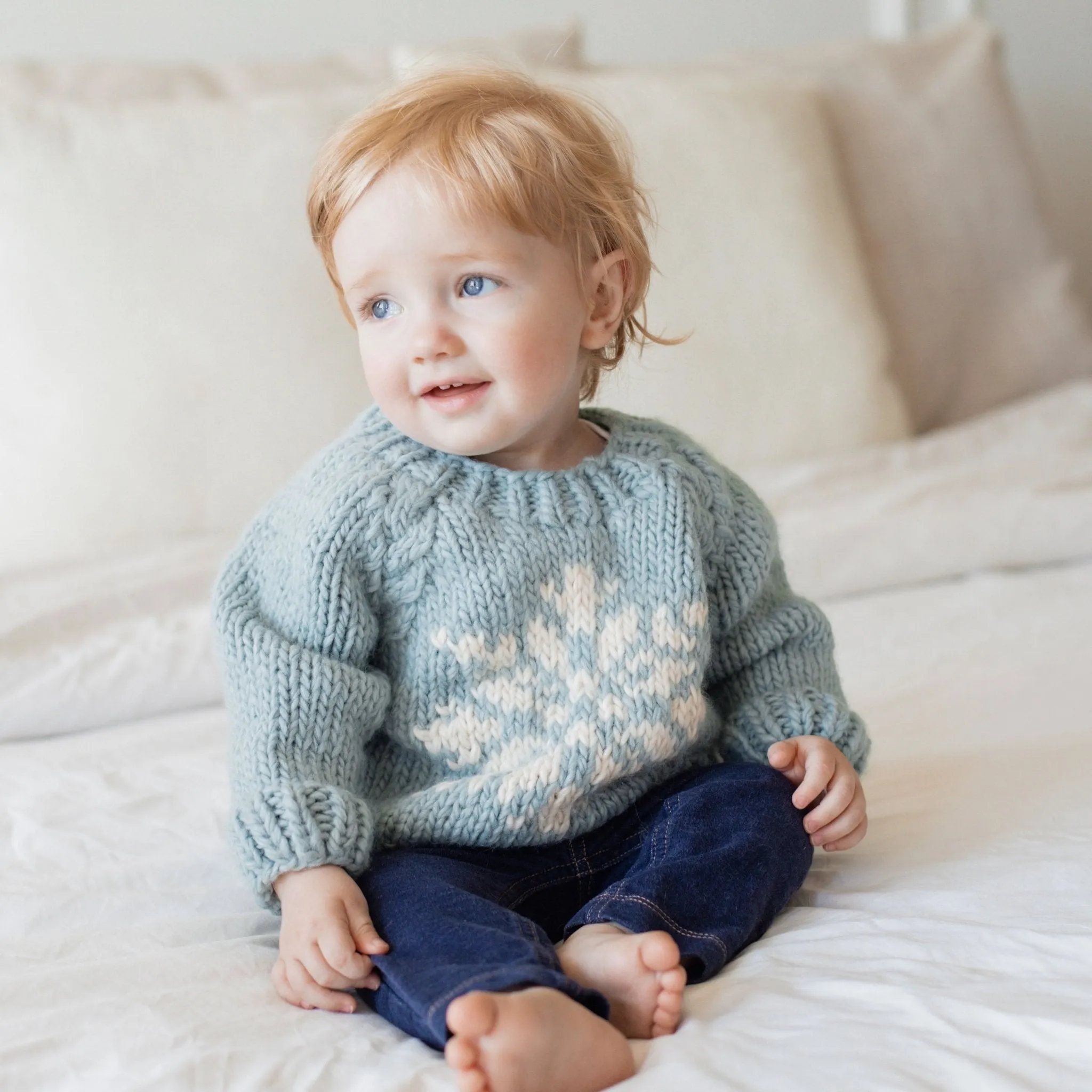 Snowflake Surf Blue Crewneck Sweater 3-4T