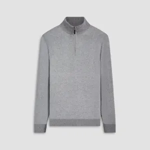 Solid Cotton Cashmere Quarter Zip Sweater