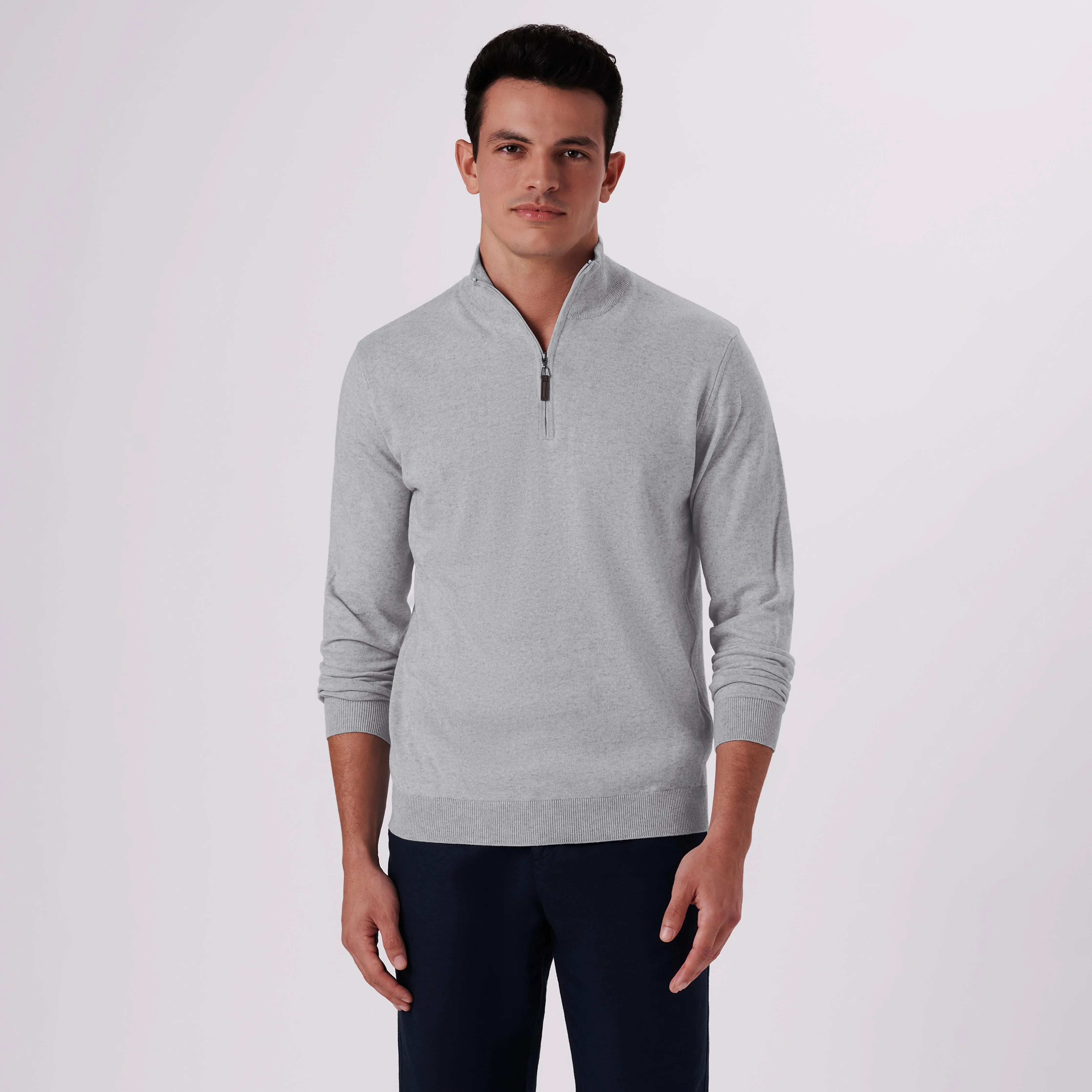 Solid Cotton Cashmere Quarter Zip Sweater