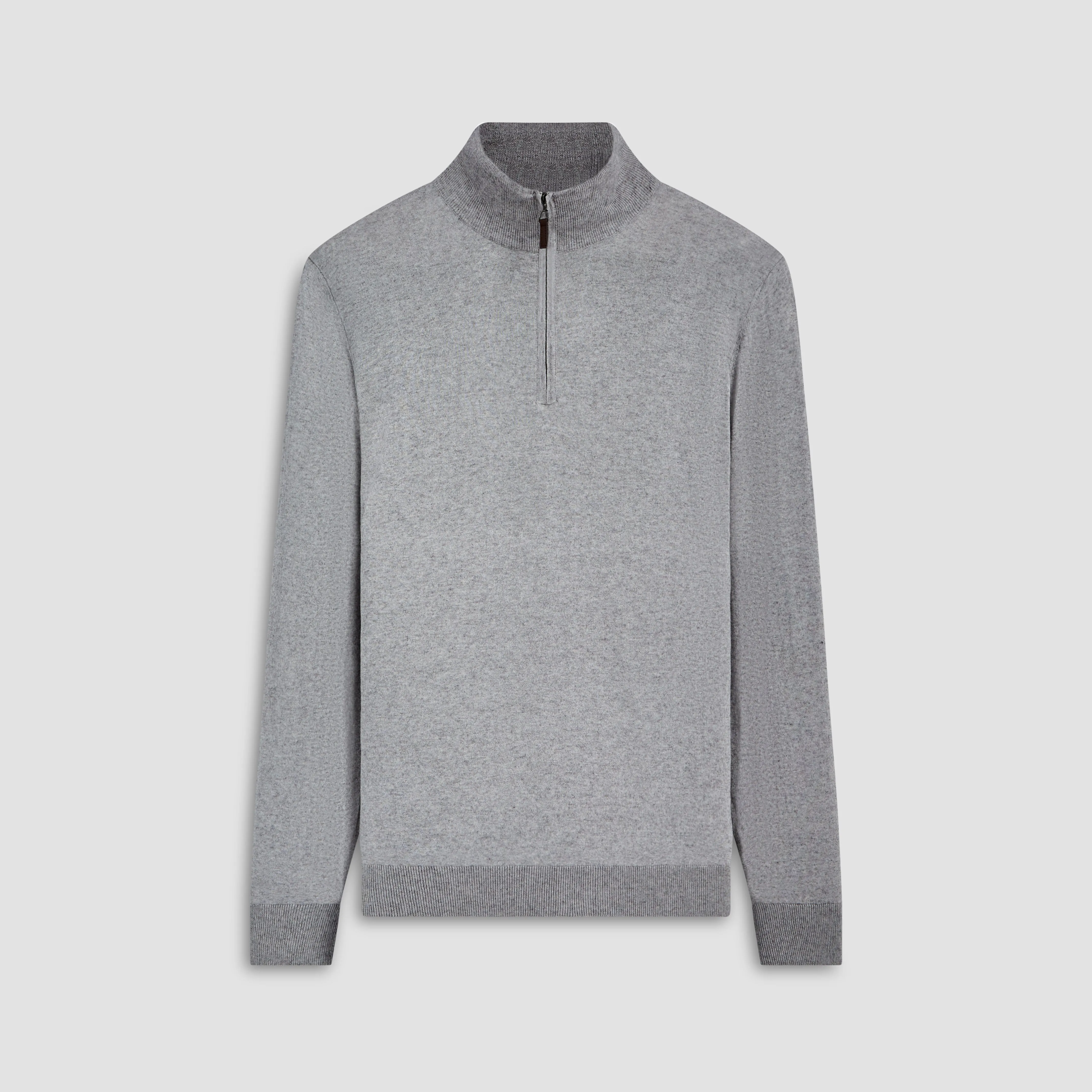 Solid Cotton Cashmere Quarter Zip Sweater