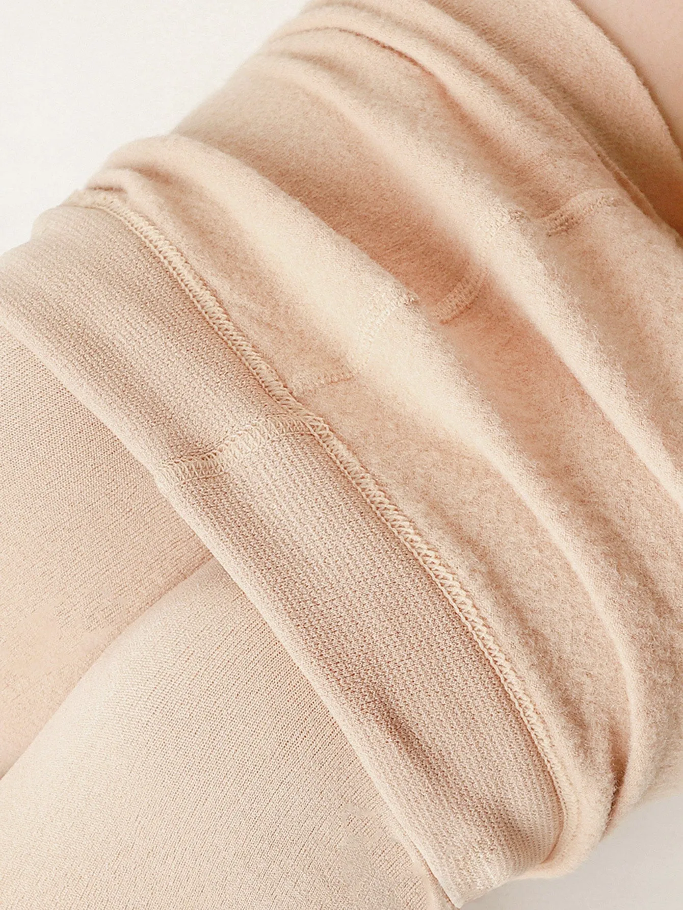 Solid Thermal Lined Tights - Apricot