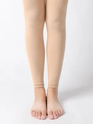 Solid Thermal Lined Tights - Apricot