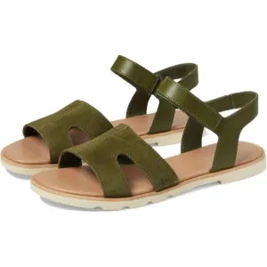 Sorel Shoes Ella III Utility Green Ankle Strap Flat Sandals
