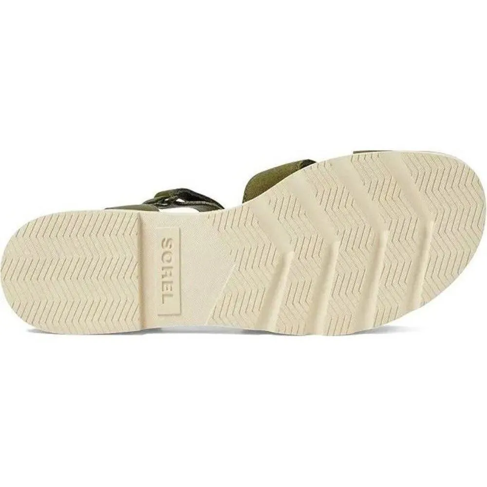 Sorel Shoes Ella III Utility Green Ankle Strap Flat Sandals