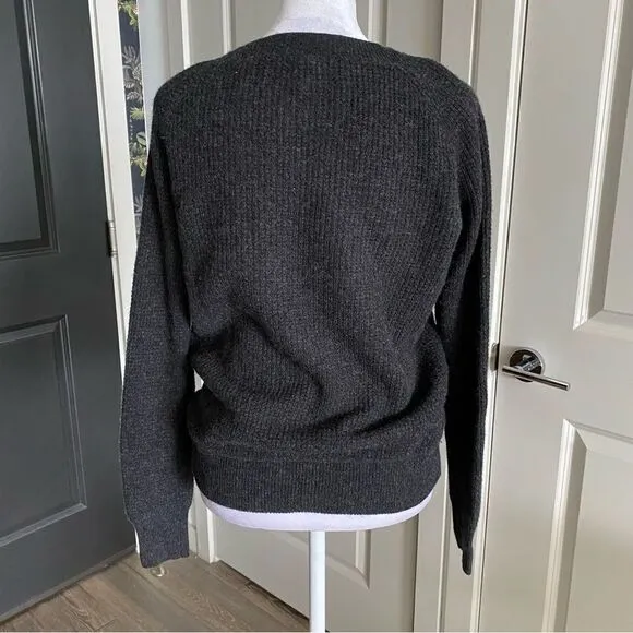 Splendid Charcoal Gray 100% Cashmere Ribbed Knit Sweater Size S