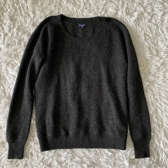 Splendid Charcoal Gray 100% Cashmere Ribbed Knit Sweater Size S