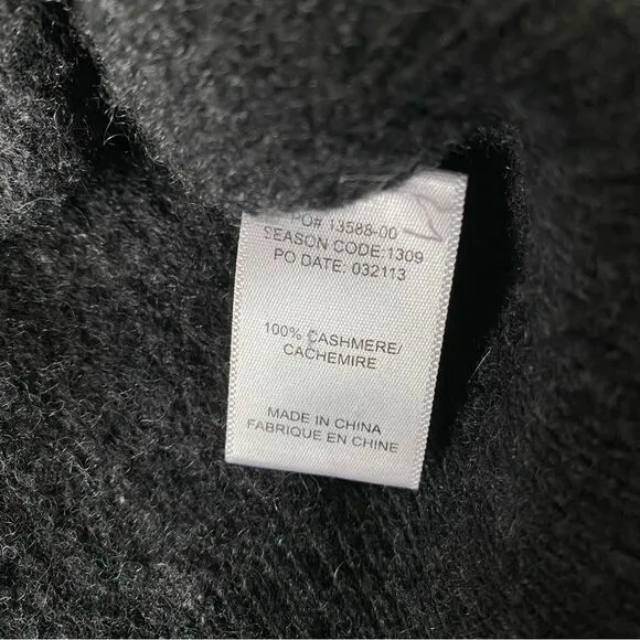 Splendid Charcoal Gray 100% Cashmere Ribbed Knit Sweater Size S