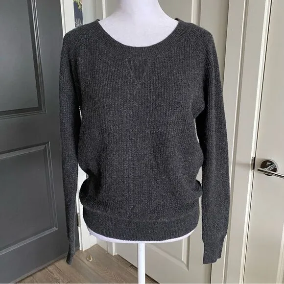 Splendid Charcoal Gray 100% Cashmere Ribbed Knit Sweater Size S