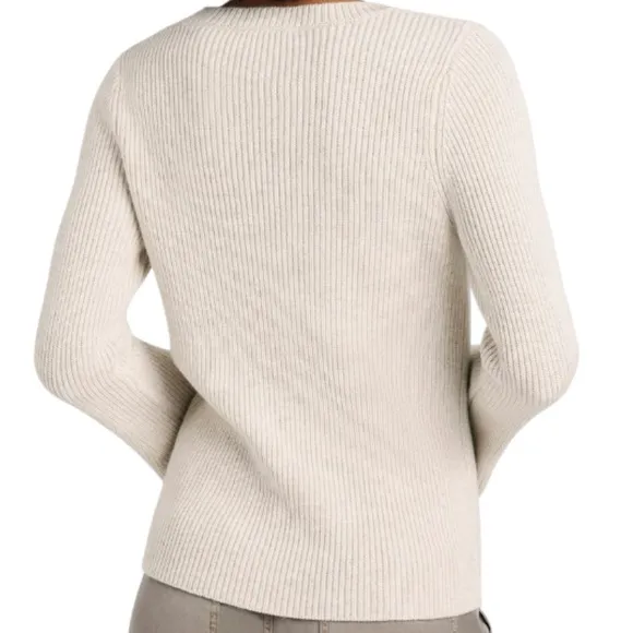 Splendid Farah Rib Crewneck Sweater In Snow Heather. Size S