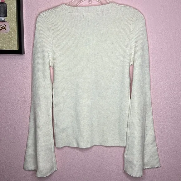 Splendid Farah Rib Crewneck Sweater In Snow Heather. Size S