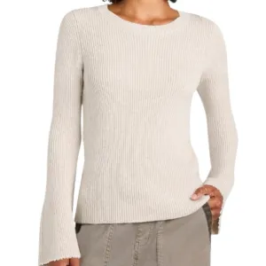Splendid Farah Rib Crewneck Sweater In Snow Heather. Size S