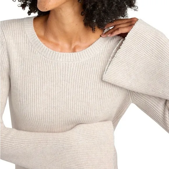 Splendid Farah Rib Crewneck Sweater In Snow Heather. Size S