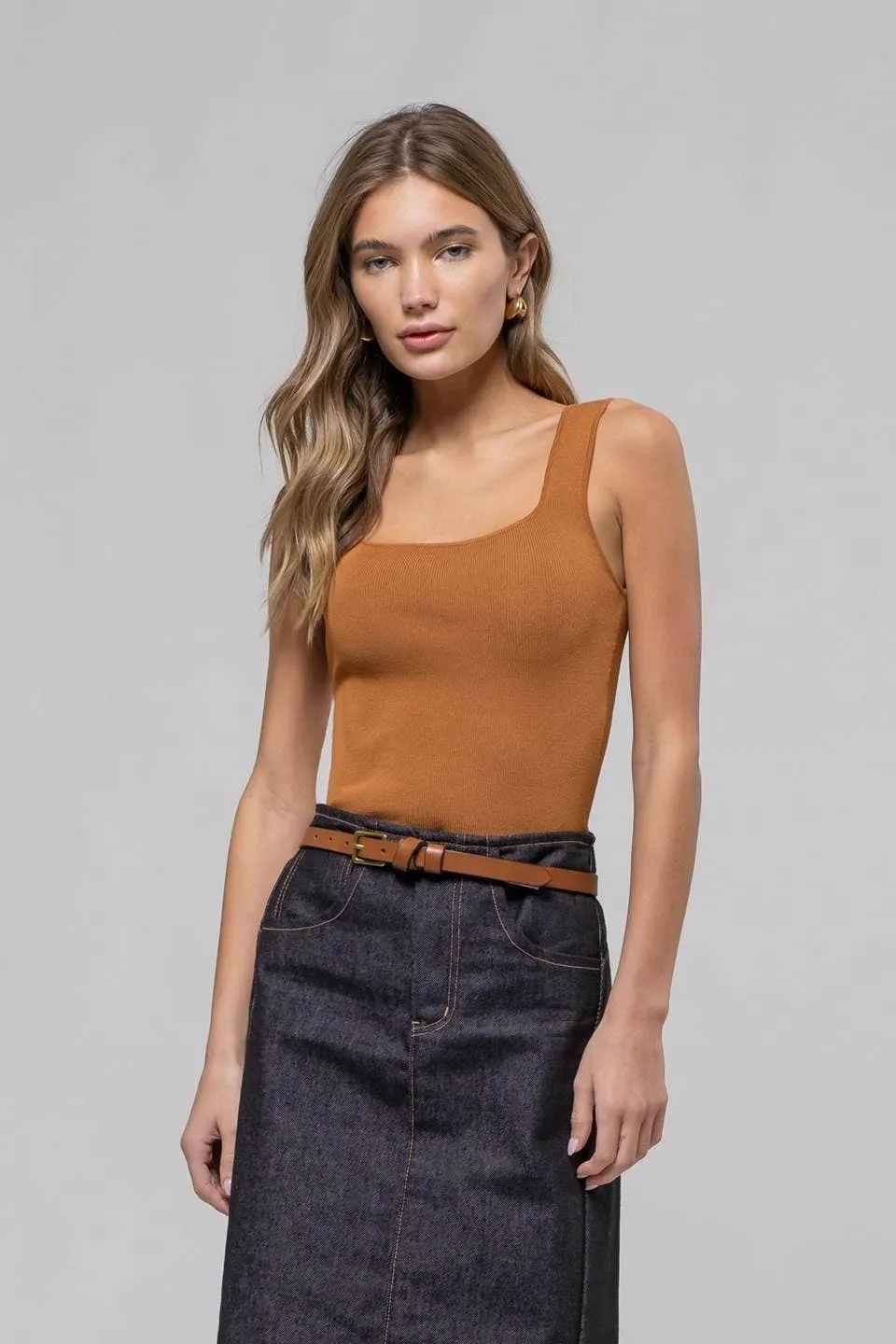 SQUARE NECK SWEATER KNIT TANK