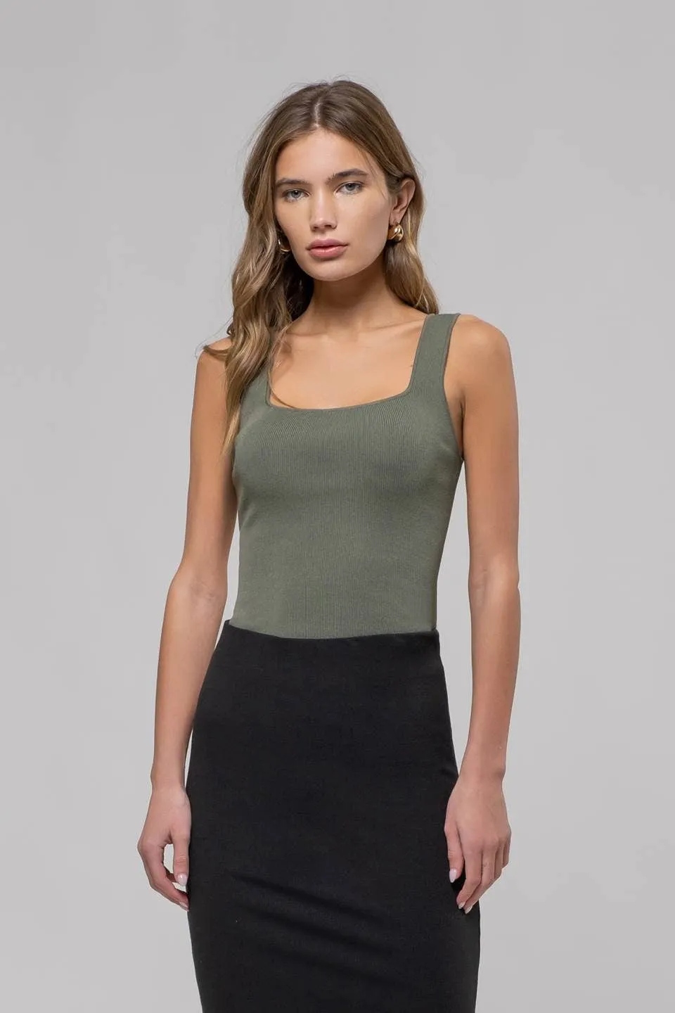 SQUARE NECK SWEATER KNIT TANK