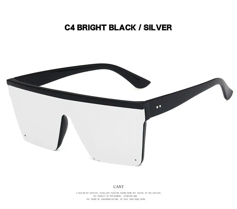 Square Women  Luxury Vintage Design Big Frame Mirror Sunglasses