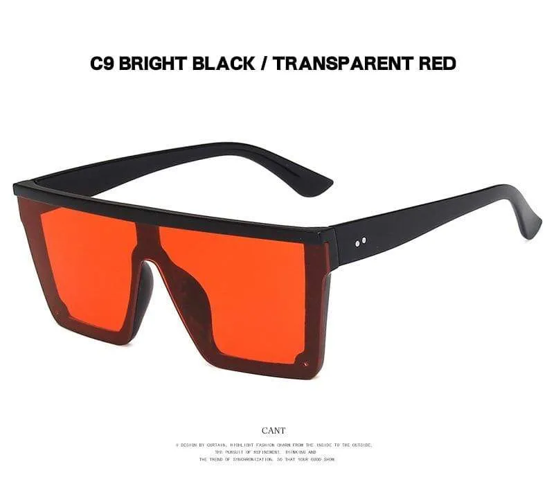 Square Women  Luxury Vintage Design Big Frame Mirror Sunglasses